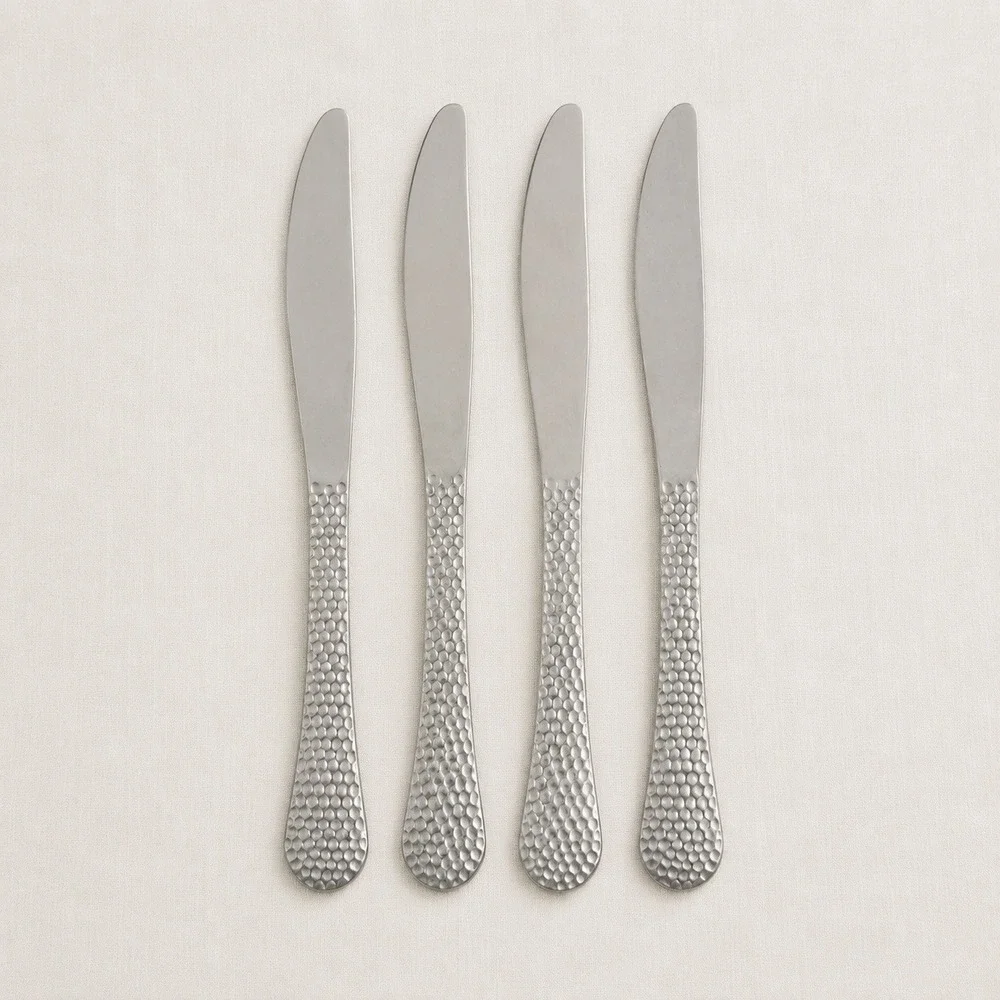 Farberware Pebble Beach Hammered Stainless Dinner Knives Set of 4 HTF Retired